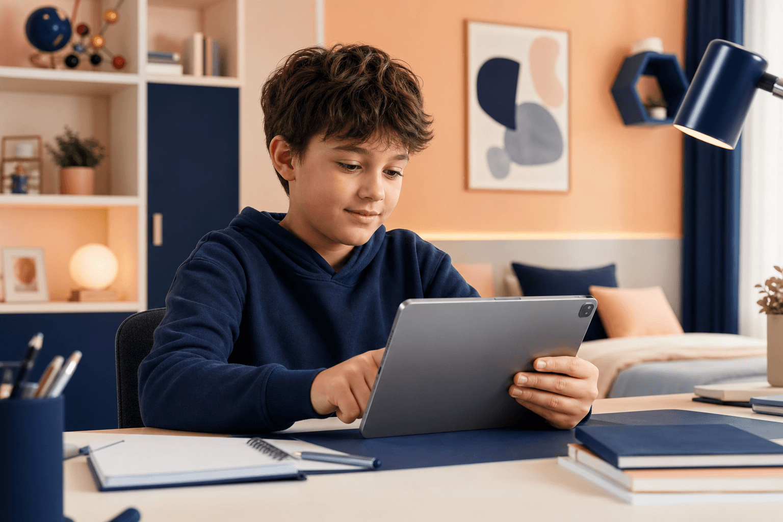 ילד משתמש בטאבלט Teclast T50 Pro